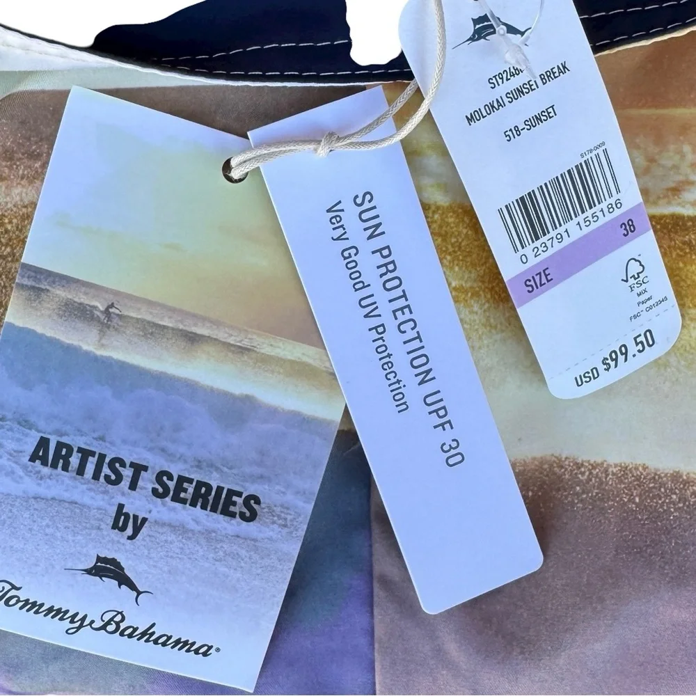Tommy Bahama Board Shorts Size 38 Beach Swim trunks Artist Series SPF 30 NWT - Picture 7 of 7